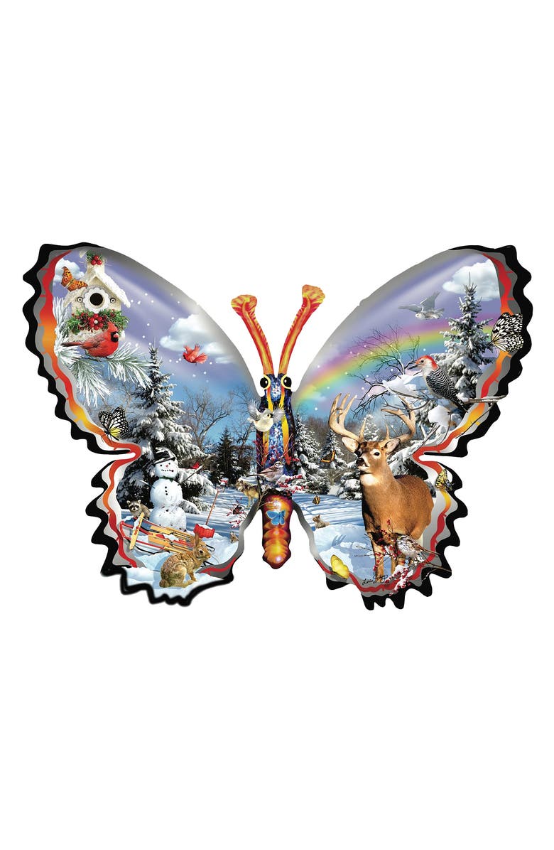 Sunsout Winter Butterfly 1000 piece Jigsaw Puzzle for Adults Special Shape, Alternate, color, Multicolor