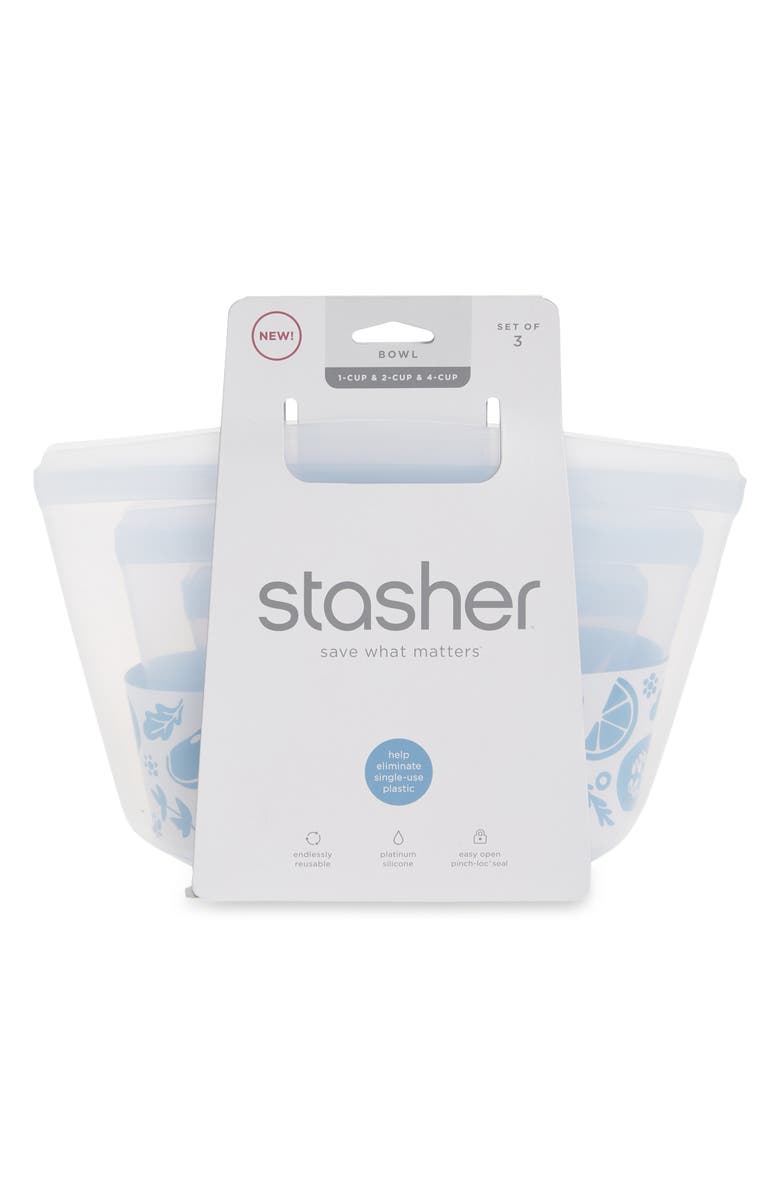 Stasher 3-Pack Reusable On-The-Go Bowls, Alternate, color,