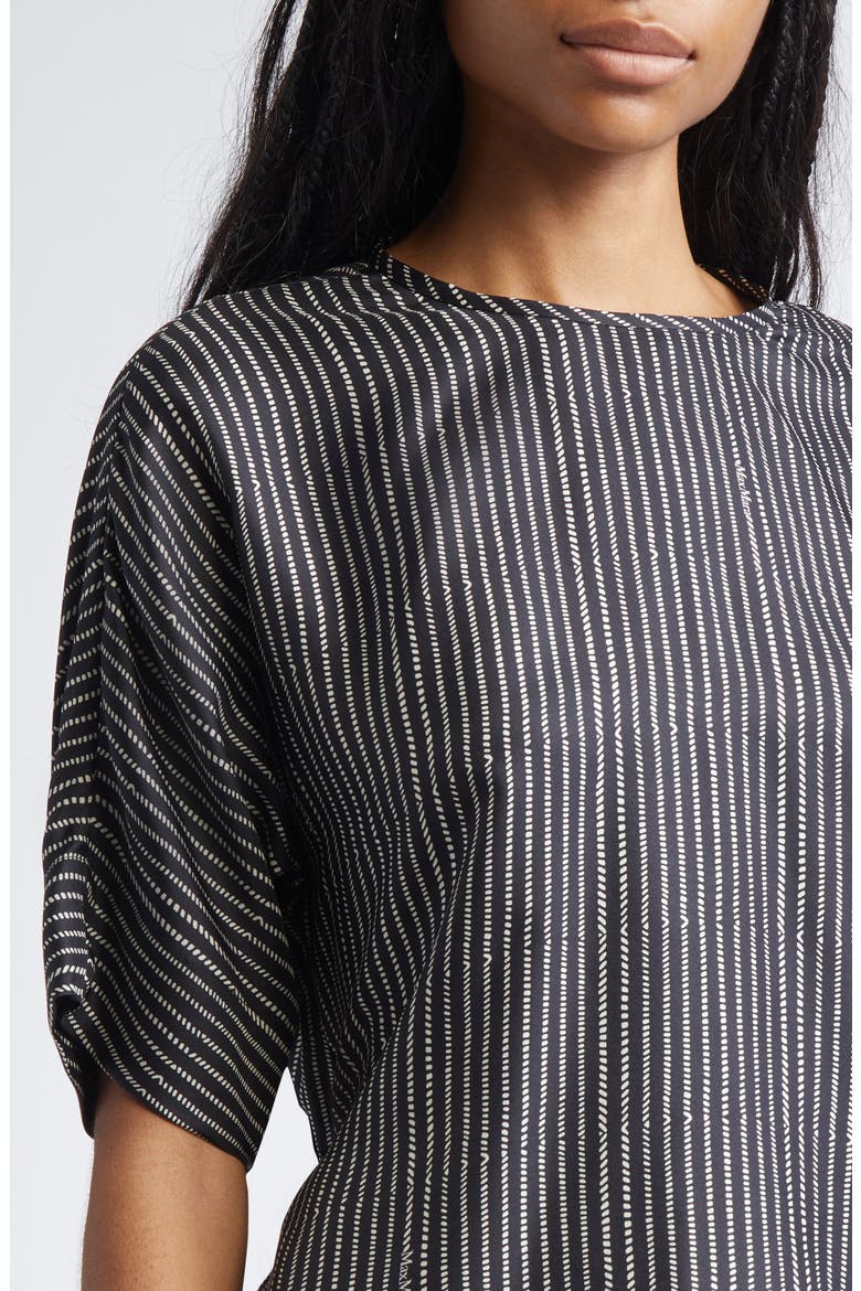 Nordica Broken Stripe Silk Twill Top, Alternate, color, BLACK WHITE