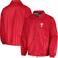 DUNBROOKE Men's Dunbrooke Red Philadelphia Phillies Coach's Raglan Full-Snap Windbreaker Jacket