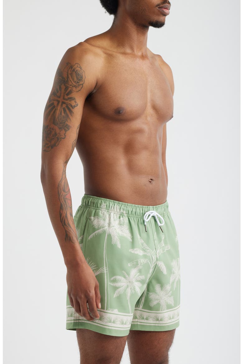 Tropical Palm Swim Trunks, Alternate, color, LIGHT GREEN