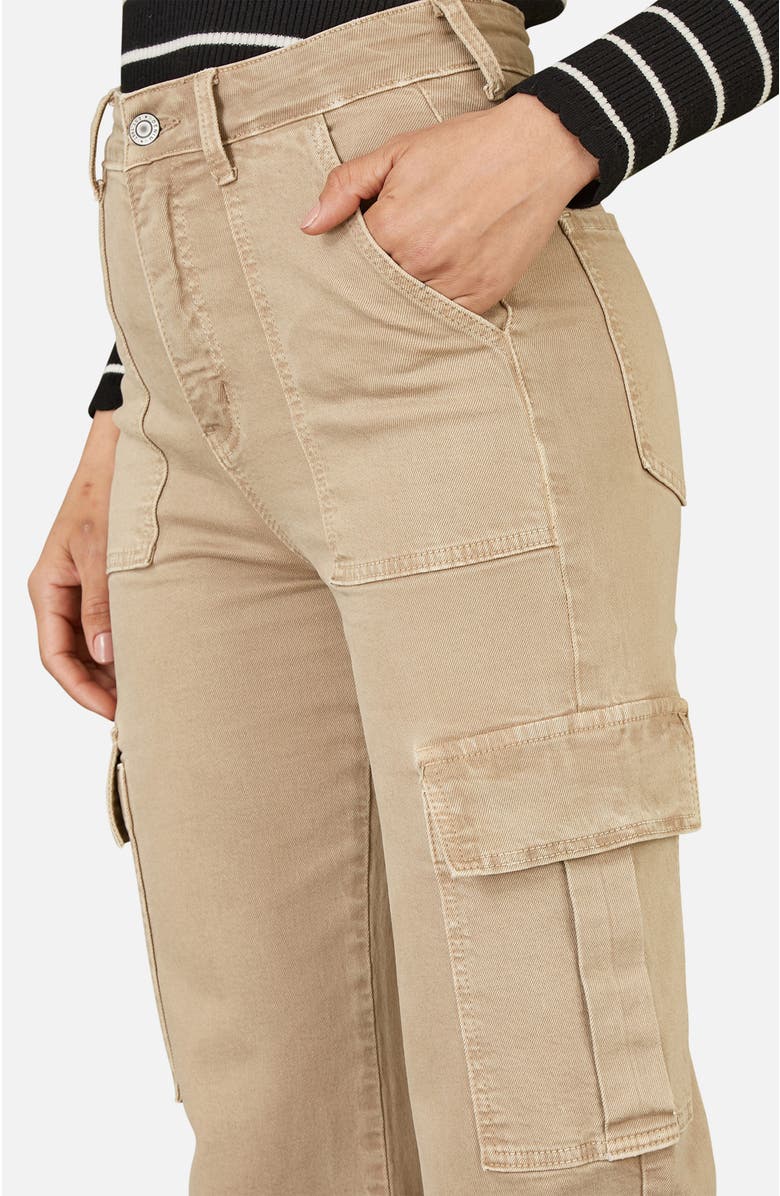 Yumi High Waist Utility Stretch Cargo Pants, Alternate, color, Stone