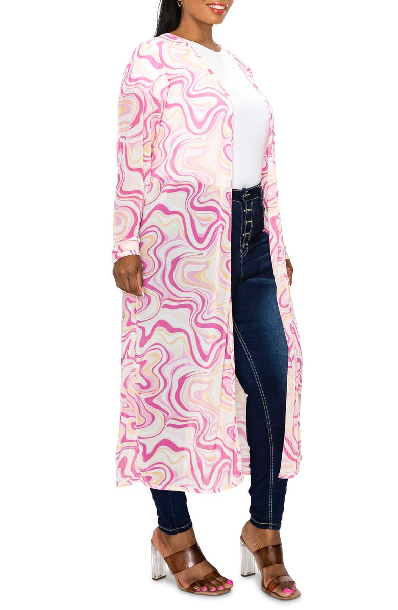 L I V D Megan Mesh Duster, Alternate, color, Orange Mauve