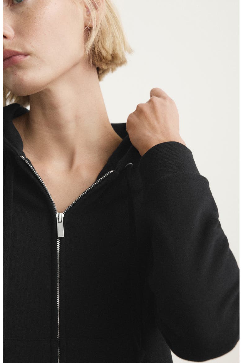 Raglan Sleeve Cotton Zip Hoodie, Alternate, color, BLACK