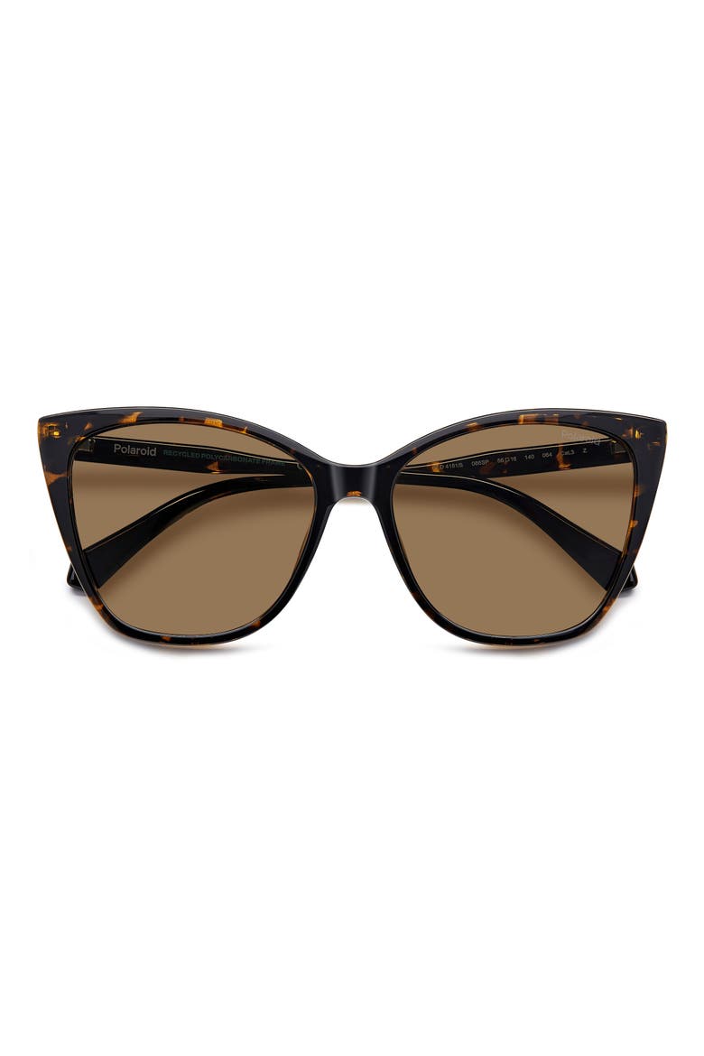 56mm Polarized Cat Eye Sunglasses, Alternate, color, HAVANA/ BRONZE POLAR