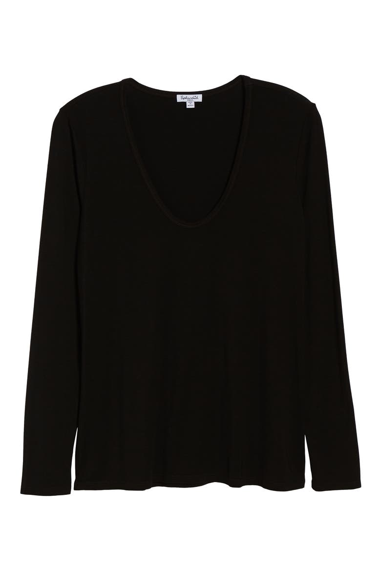 Scoop Neck Jersey Tee, Alternate, color, BLACK