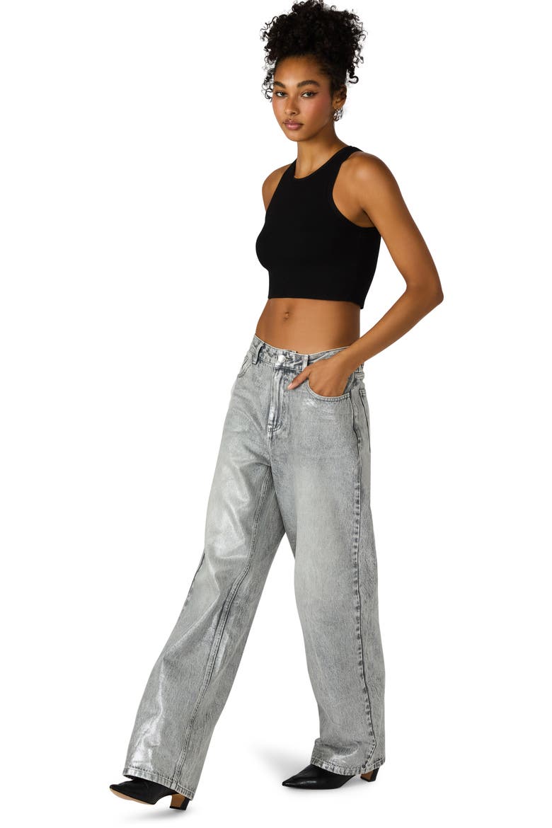 Zo Low Rise Wide Leg Jeans, Alternate, color, METALLIC SILVER