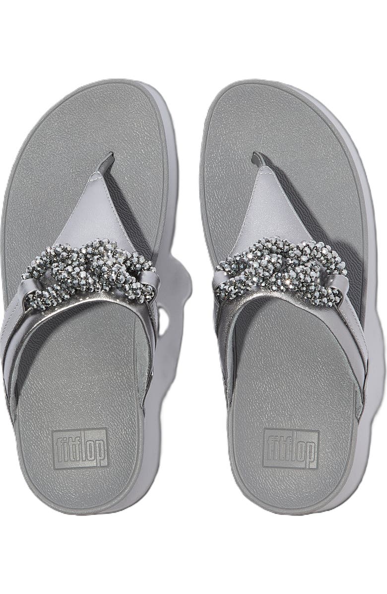 FitFlop Lulu Beaded Chain Toe Post Sandals, Alternate, color, Silvereen