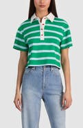 Alice + Olivia Lyle Short Sleeve Rugby Stripe Polo