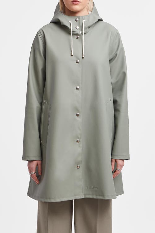 Stutterheim Mosebacke Hooded Long Sleeve Raincoat in Khaki Green  product