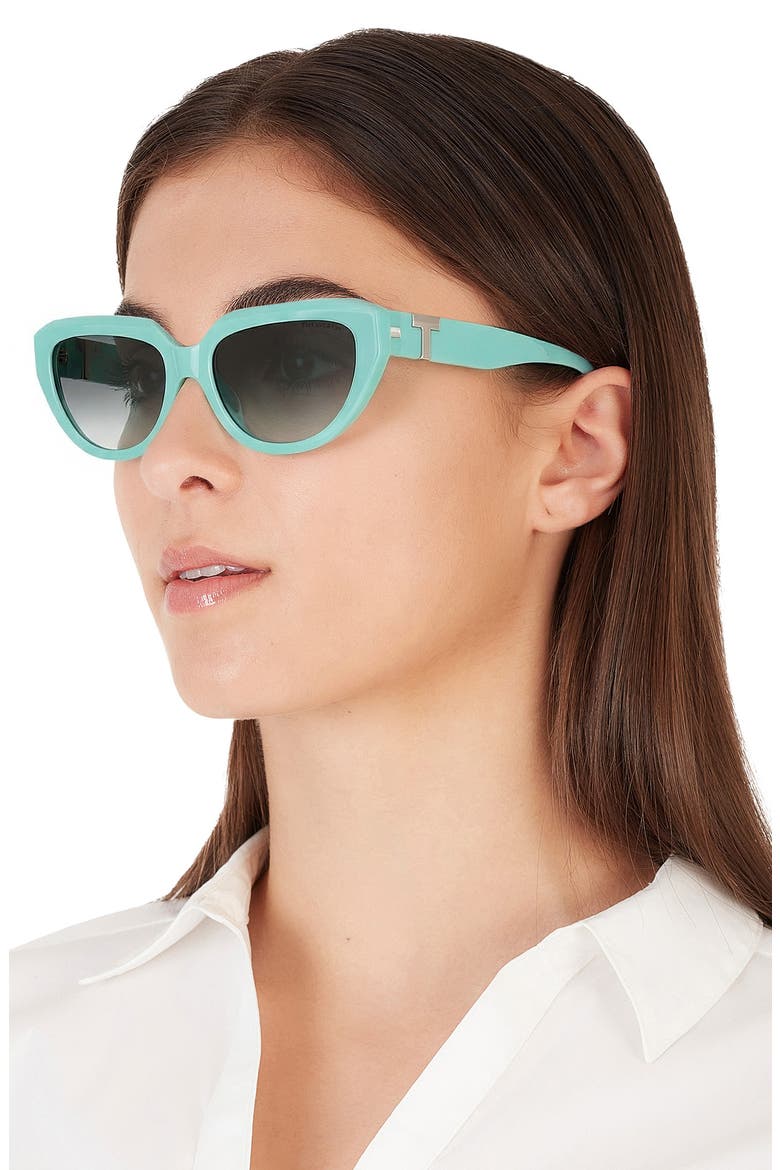 55mm Gradient Pillow Sunglasses, Alternate, color, TIFFANY BLUE / GREY GRADIENT