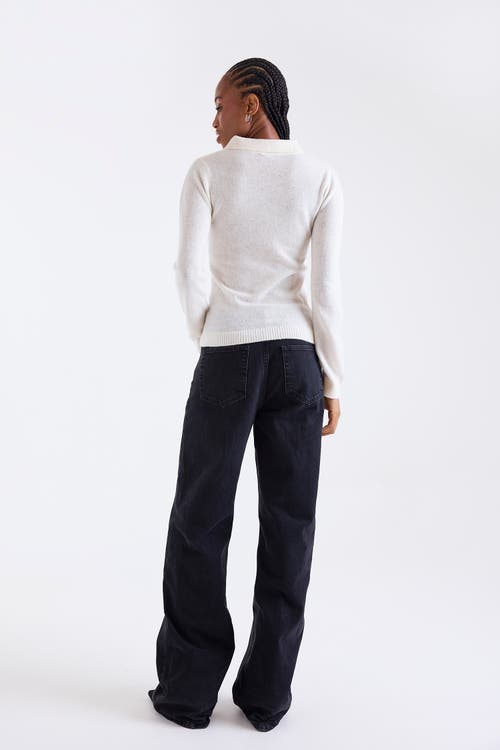 1982 Amaya Long Sleeve Button Polo Top In White