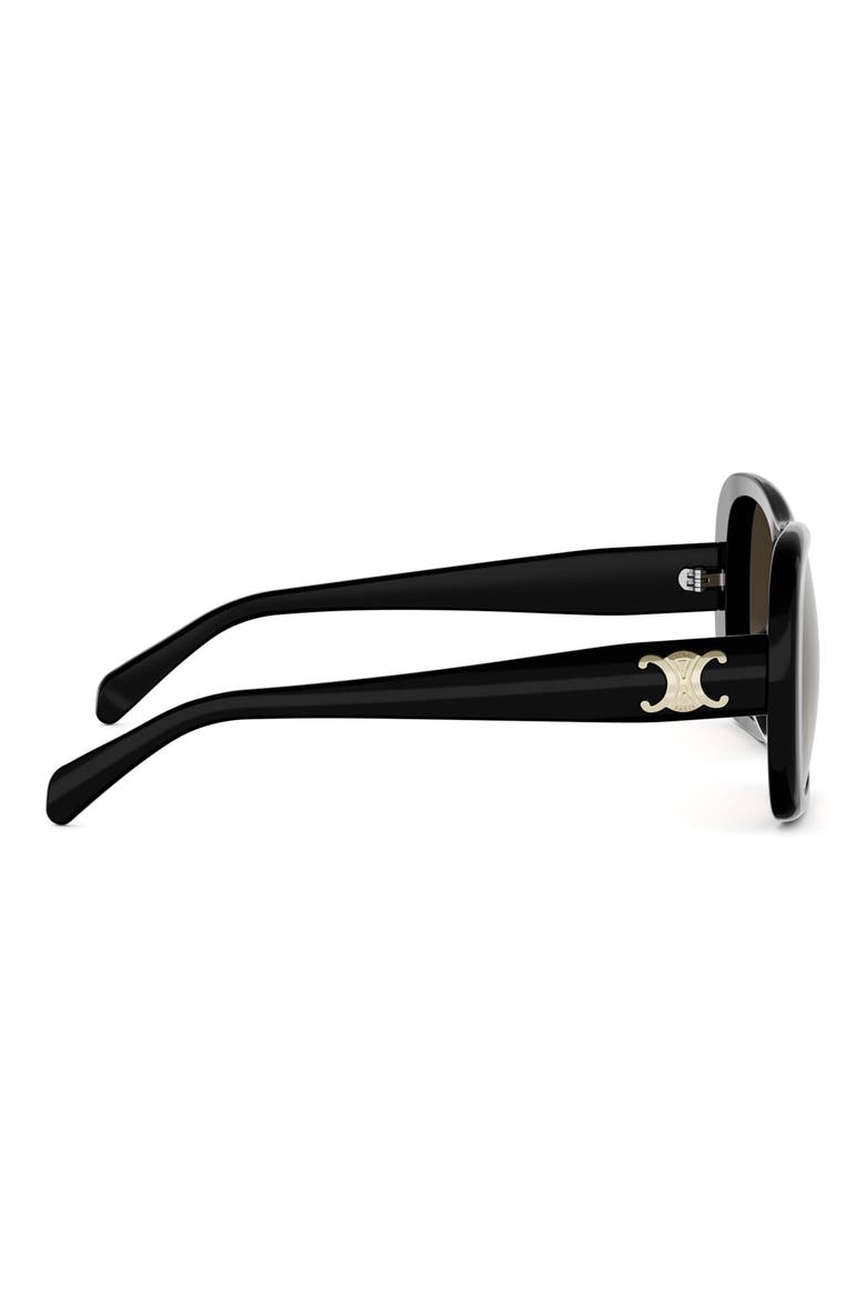 Triomphe 55mm Gradient Pilot Sunglasses, Alternate, color, SHINY BLACK / GRADIENT BROWN