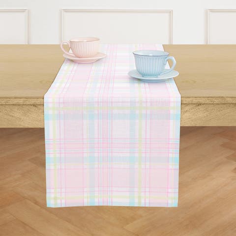 Linen Table Runner for Dining Table, Holiday and Everyday Table Decor - Palm Beach Plaid