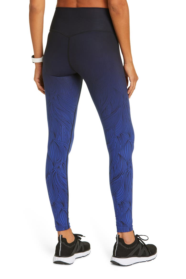 High Waist Studio Lite Ankle Leggings, Alternate, color, BLUE CLEMATIS OMBRE PRINT