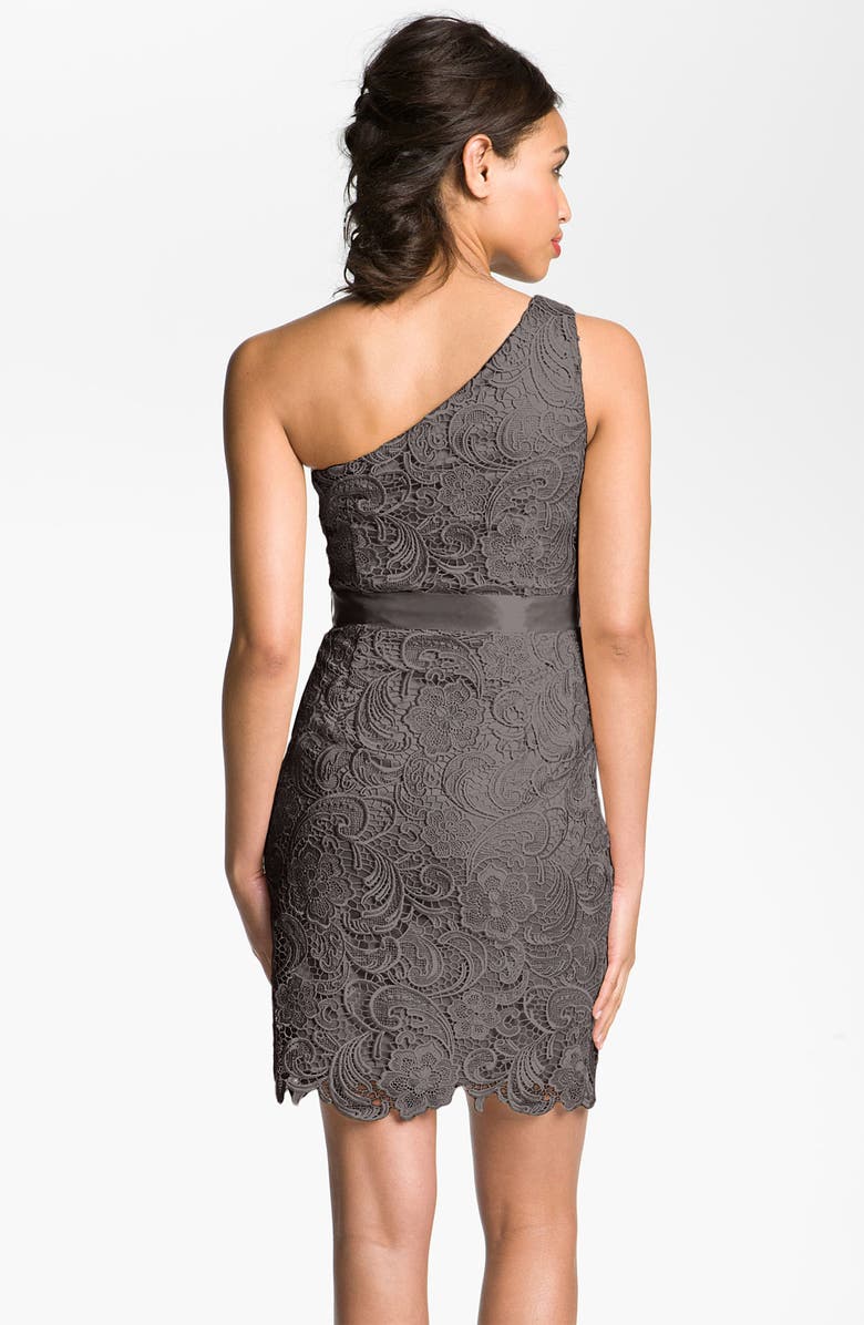 adrianna papell one shoulder lace dress One Shoulder Adrianna Papell Black Dresses