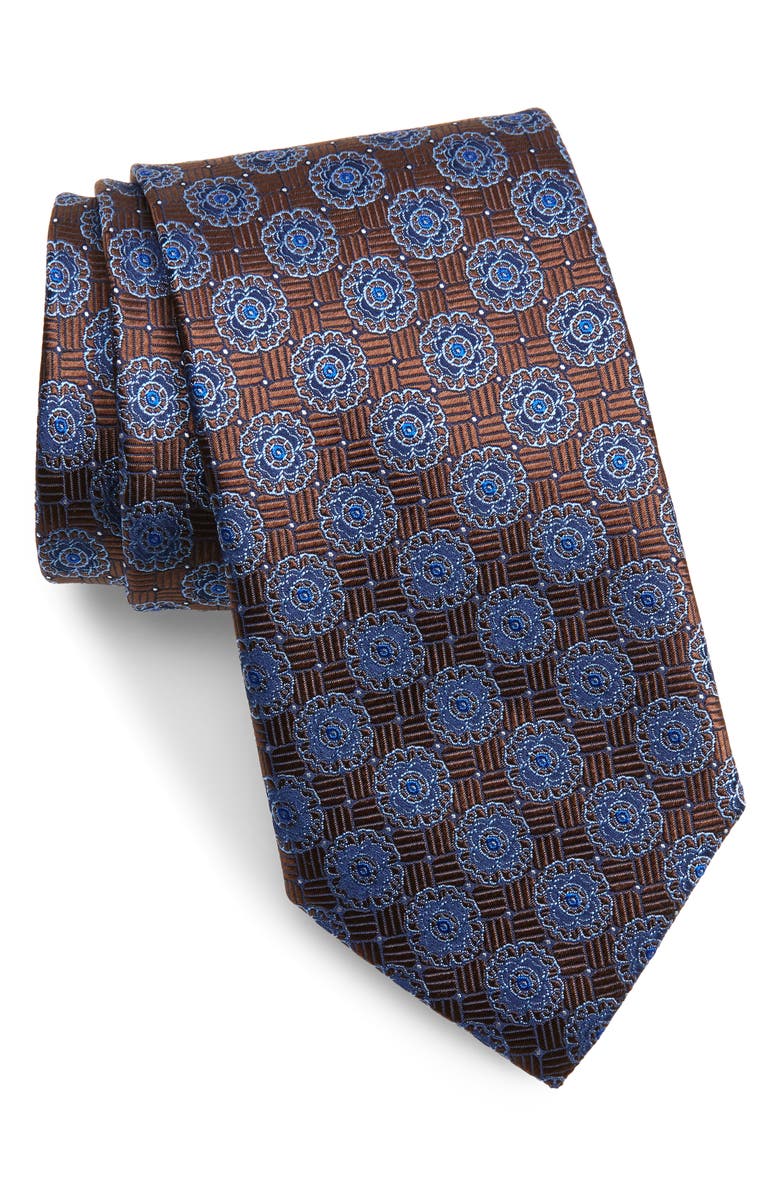 Canali Floral Medallion Silk Tie, Main, color,