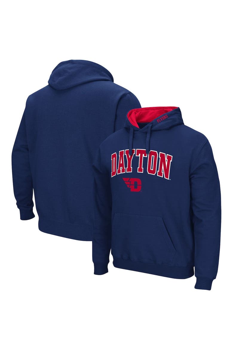 Men's Colosseum Navy Dayton Flyers Arch and Logo Pullover Hoodie, Main, color, Navy