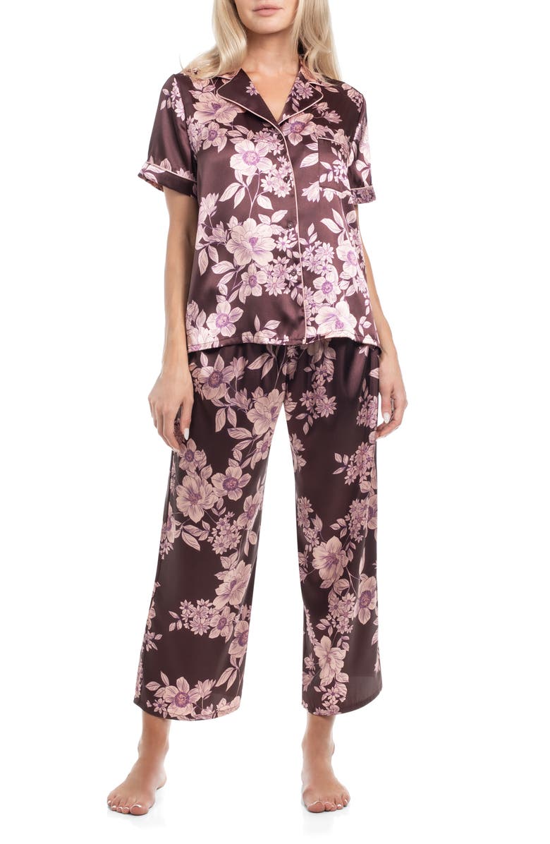 In Bloom by Jonquil Hilaria Crop Long Pajamas, Main, color, Chocolate