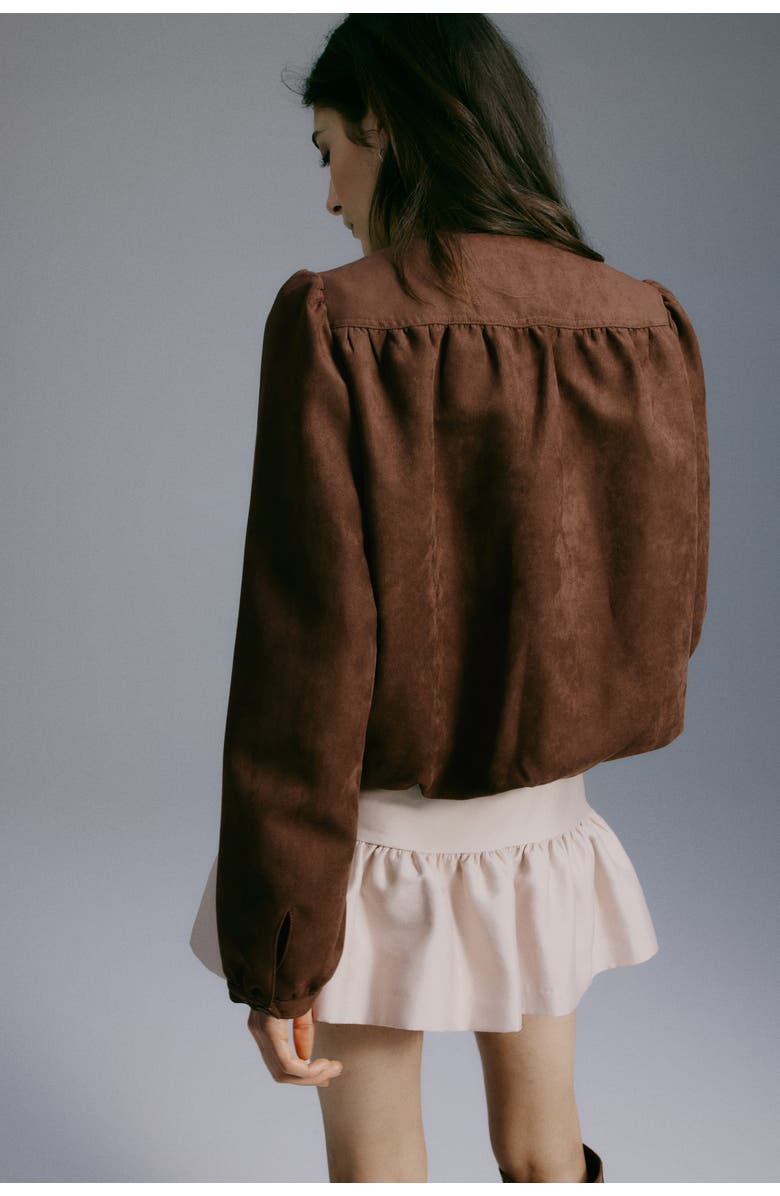 H&M Oversized Twill Jacket, Alternate, color, Brown
