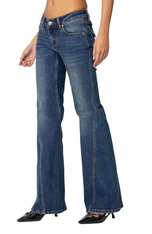 Edikted Colton Boot Cut Low Rise Jeans In Blue