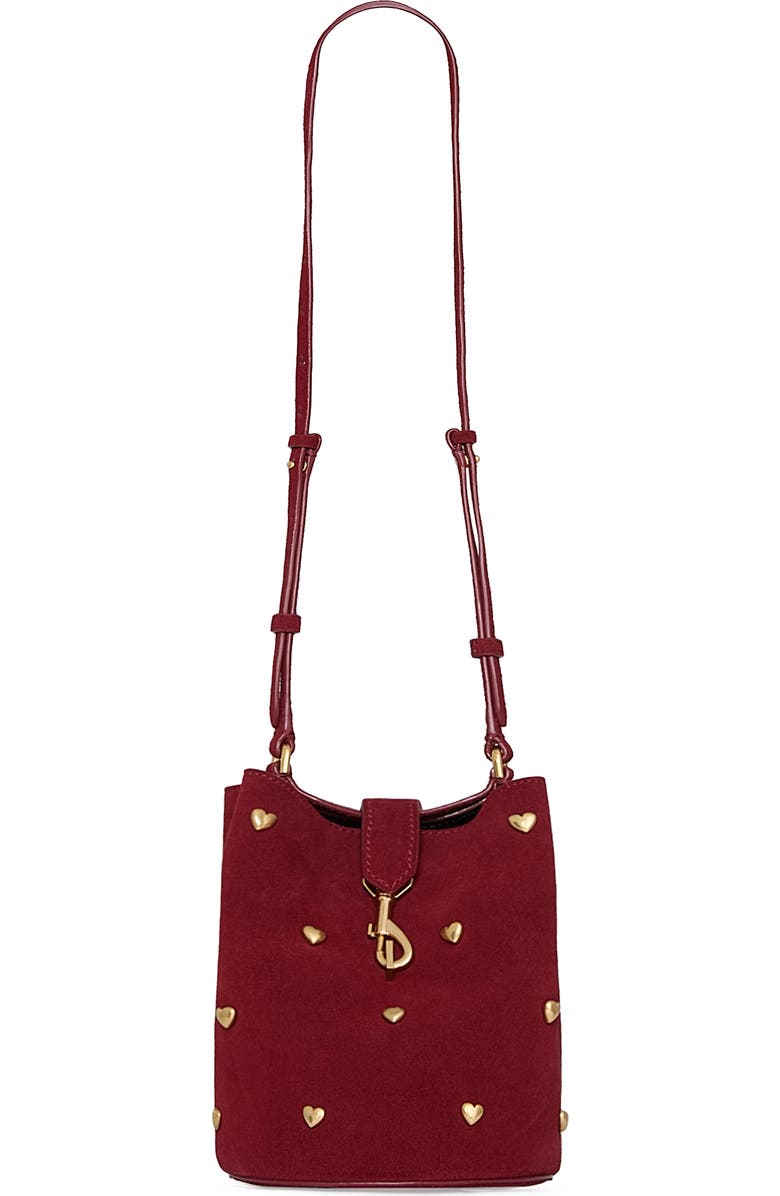 Rebecca Minkoff Small Heart Studded Leather Bucket Bag, Main, color,