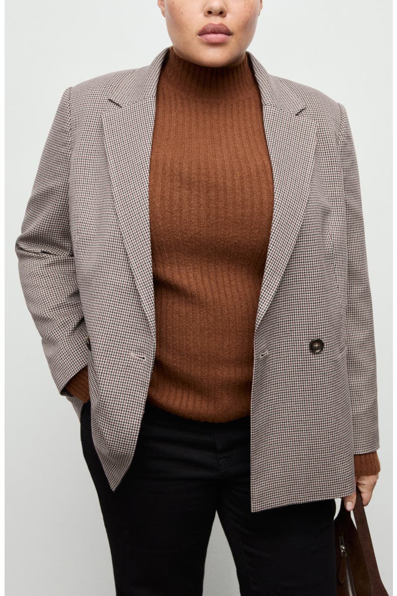 Houndstooth Microcheck Double Breasted Blazer, Alternate, color, BURGUNDY