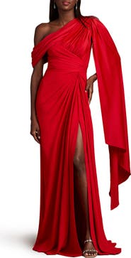 Tadashi Shoji Ember One-Shoulder Draped Gown