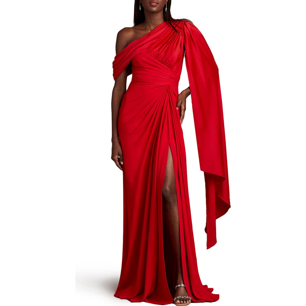 Tadashi Shoji Ember One-Shoulder Draped Gown in Lava Red  product