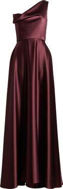 Amsale One-Shoulder Satin Gown