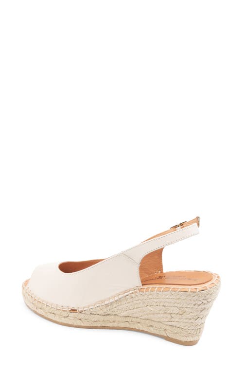 Shop Patricia Green Peyton Slingback Espadrille Peep Toe Platform Wedge Sandal In Bone Leather