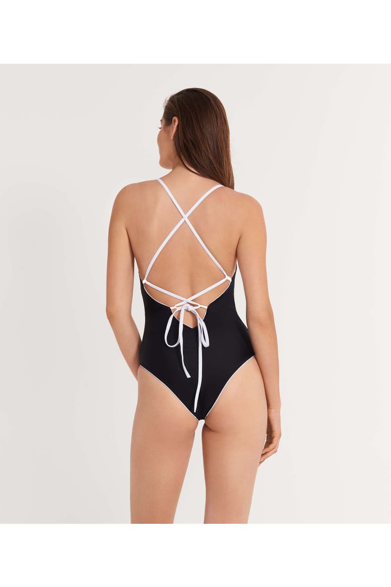 The Reversible Tie Back One Piece, Alternate, color, Black/White