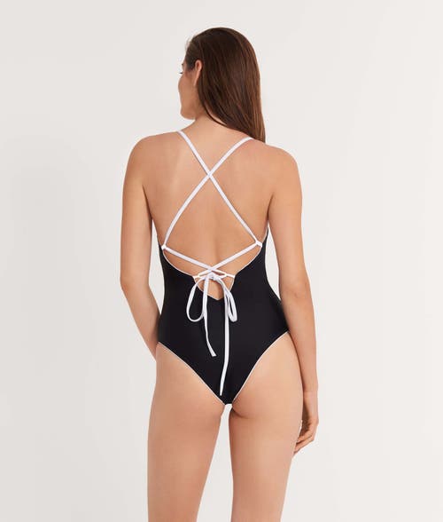 Ansea The Reversible Tie Back One Piece In Black/white