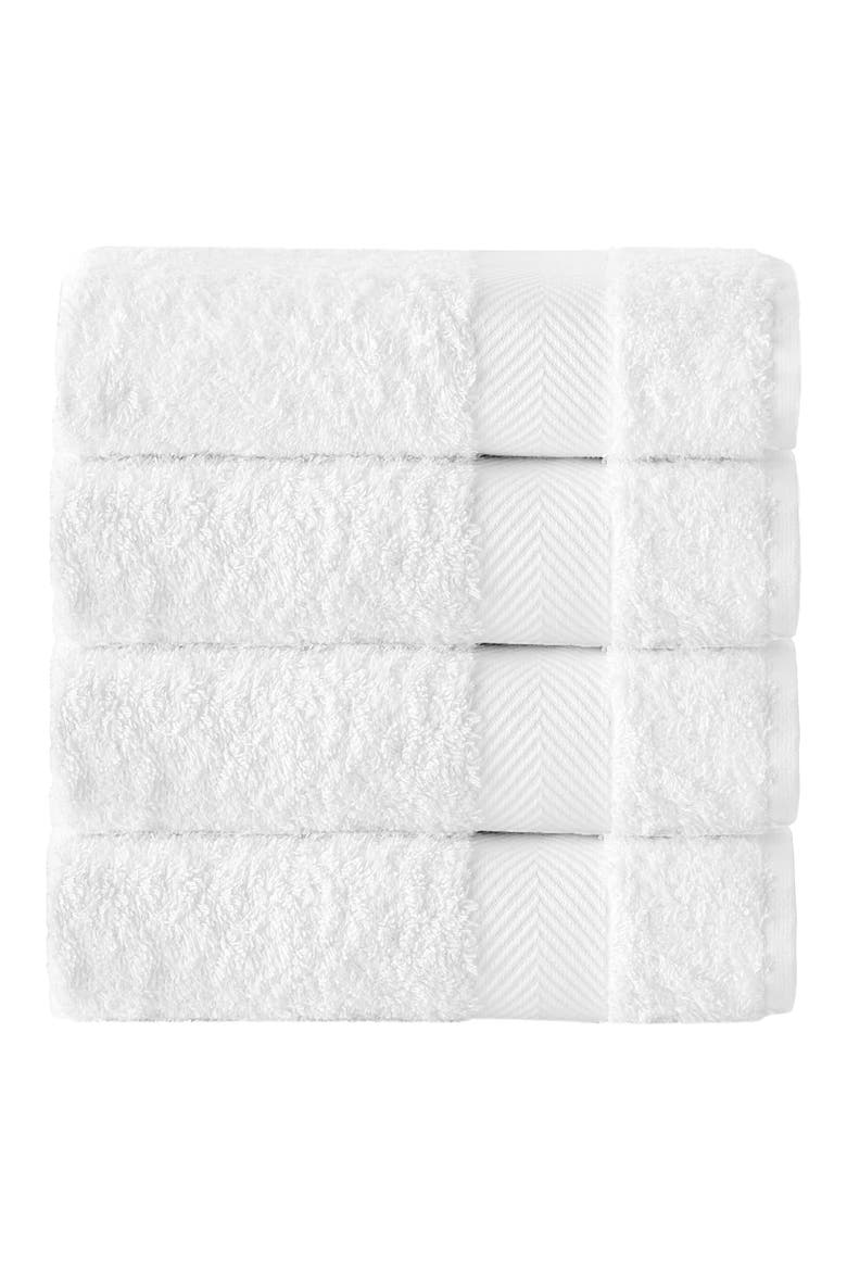 Kansas Set of 4 Turkish Cotton Bath Towels, Main, color, WHITE