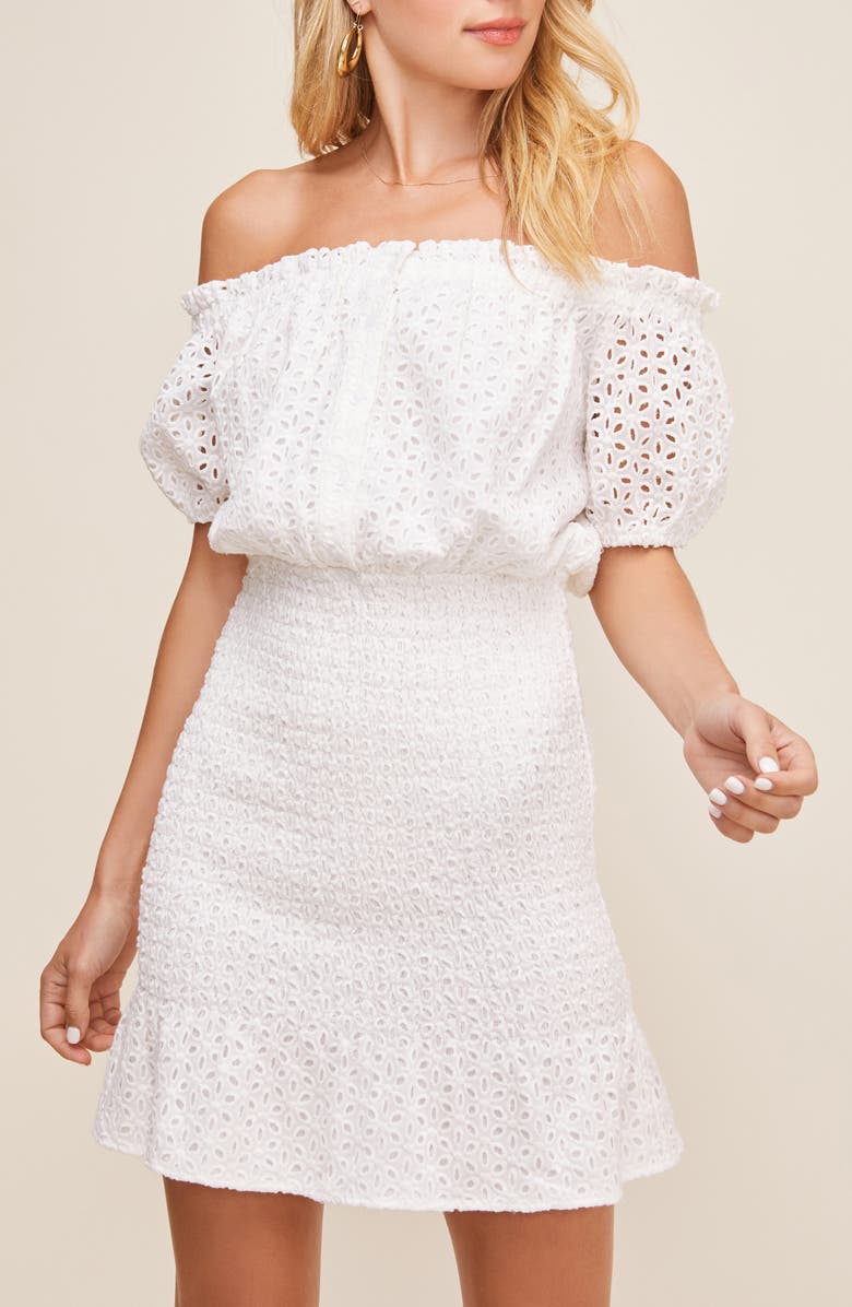 ASTR the Label Desi Off the Shoulder Eyelet Minidress, Alternate, color, 