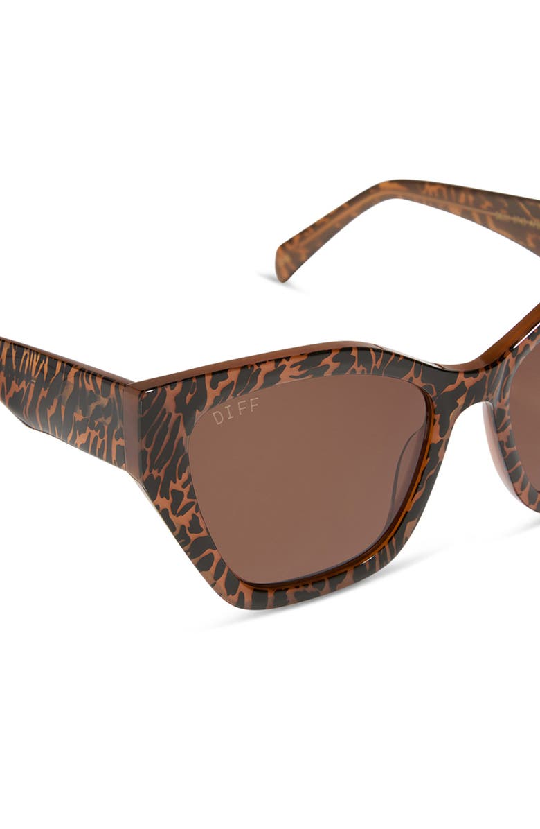 DIFF Evie 54mm Cat Eye Sunglasses, Alternate, color, Animal / Brown