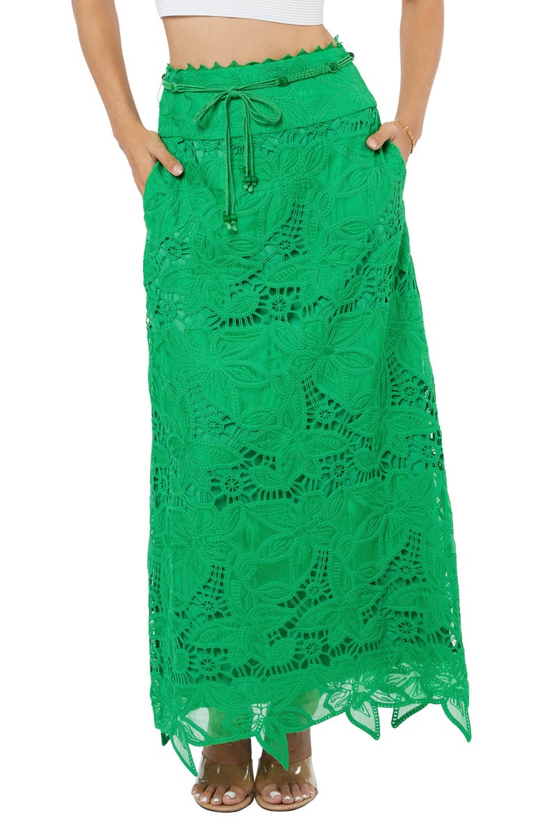 CIEBON Lori Lace Midi Skirt, Alternate, color, Green