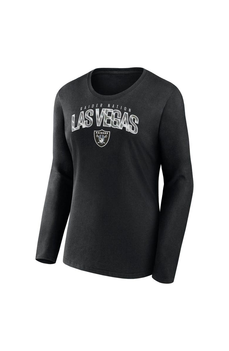 FANATICS Women's Fanatics Branded Black Las Vegas Raiders Plus Size Measure Distance Scoop Neck Long Sleeve T-Shirt, Alternate, color, 