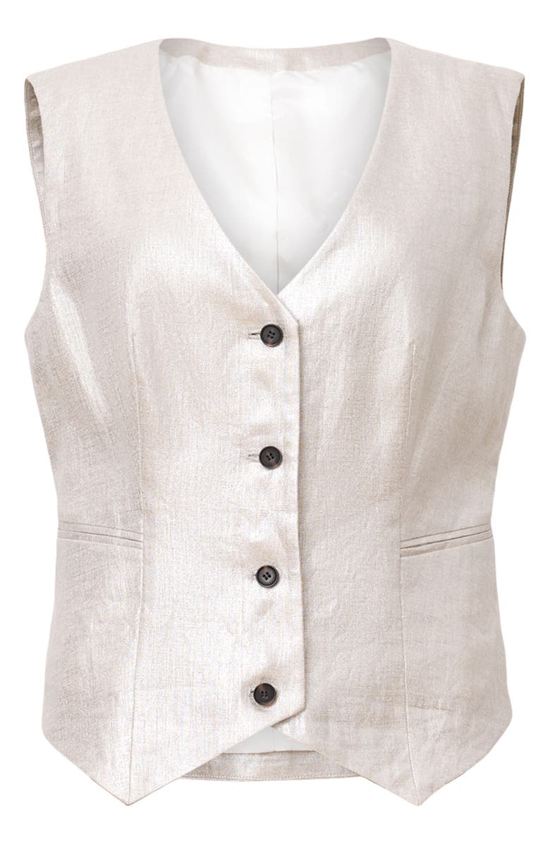 AllSaints Averie Linen Vest, Alternate, color, Silver Grey