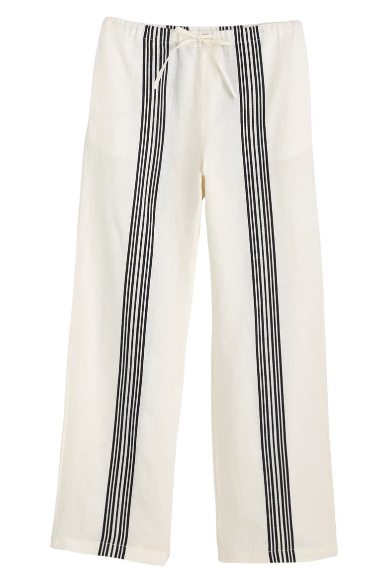 Linen Blend Pull-On Pants, Alternate, color, BOLD PLACEMENT STRIPE BLACK