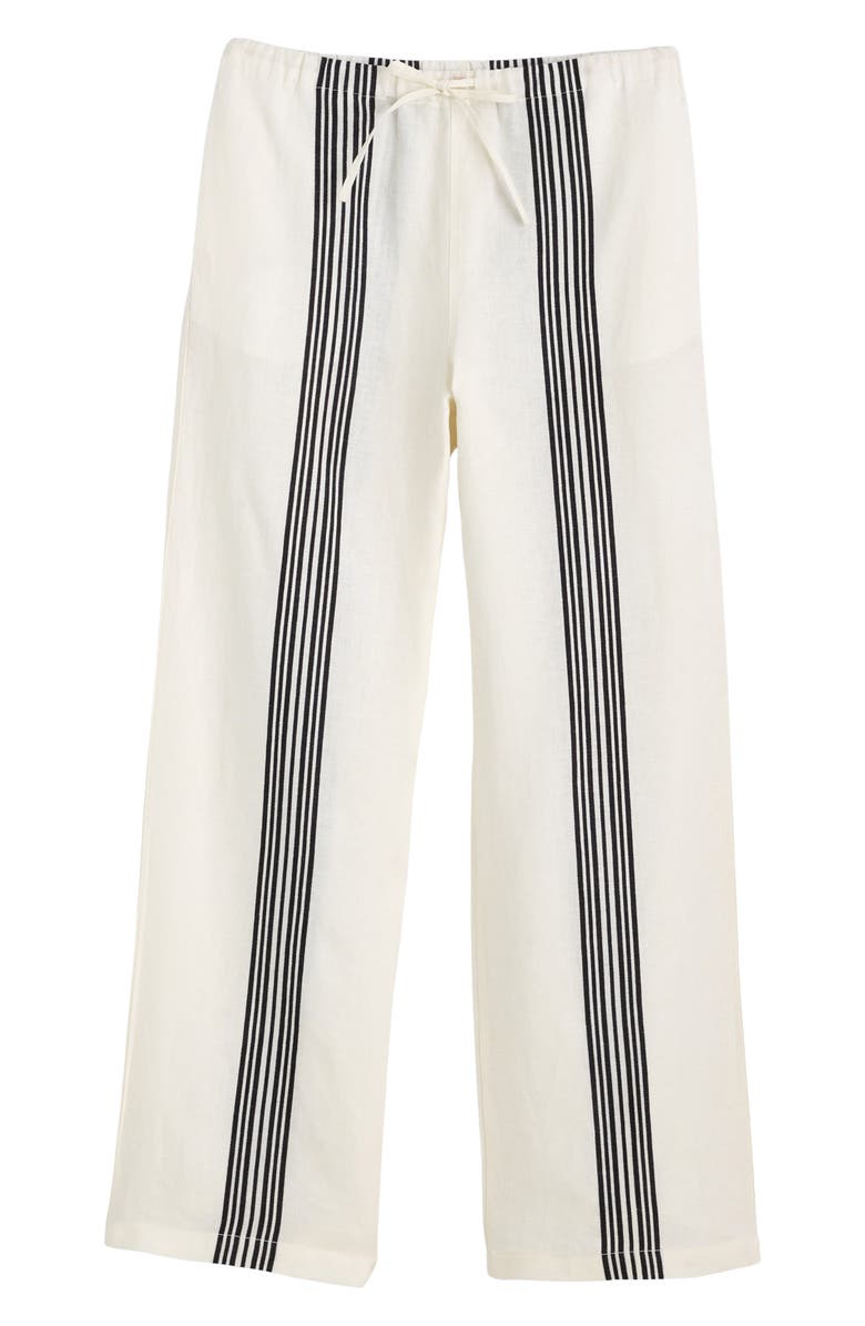 Madewell Linen Blend Pull-On Pants, Alternate, color, Bold Placement Stripe Black