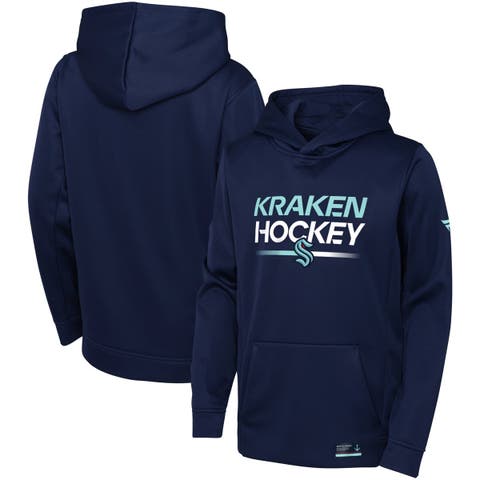 Youth Fanatics Branded Deep Sea Blue Seattle Kraken Authentic Pro Pullover Hoodie