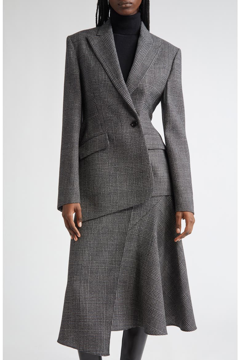 Asymmetric Virgin Wool Blazer, Main, color, BLACK/ WHITE