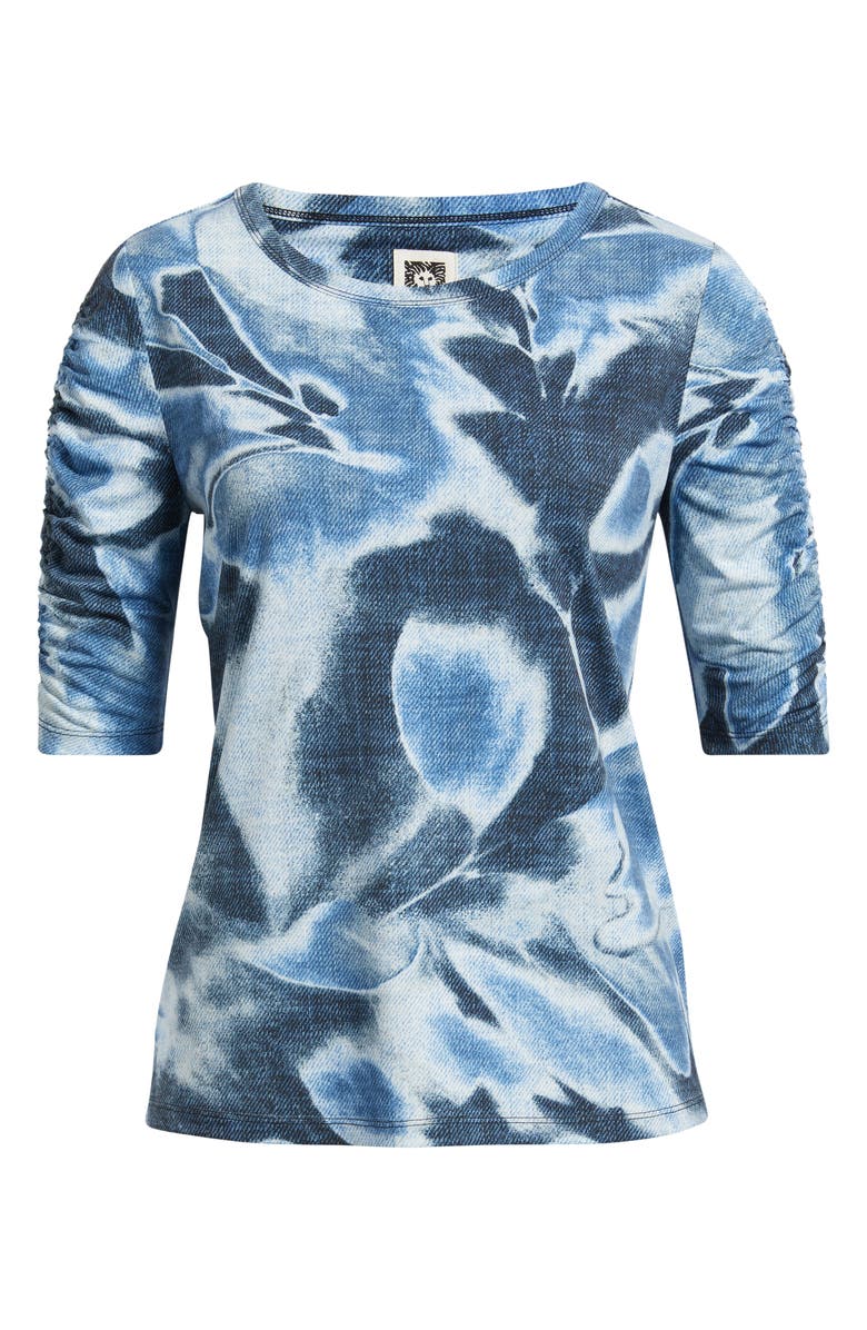 Anne Klein Print Ruched Elbow Sleeve Top, Main, color, 