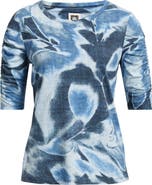 Anne Klein Print Ruched Elbow Sleeve Top