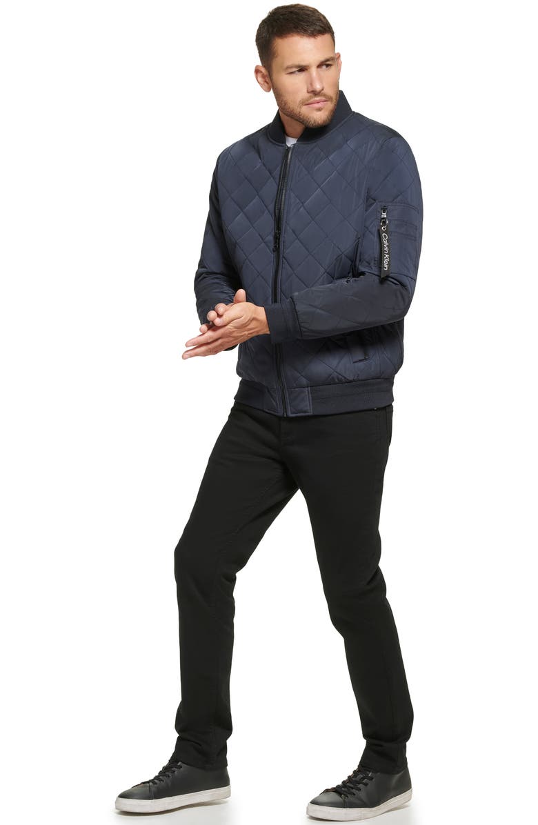 Calvin Klein Quilted Bomber Jacket, Alternate, color, True Navy