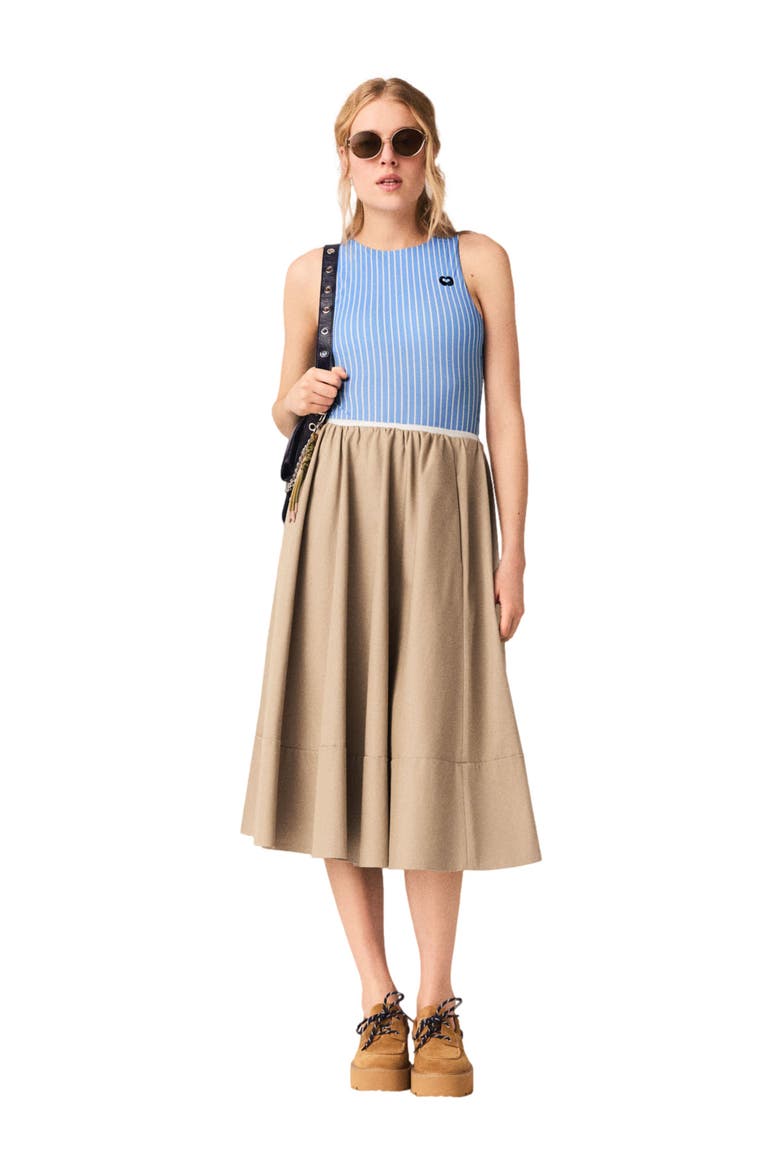 Mid-length cotton skirt, Main, color, Mastic beige