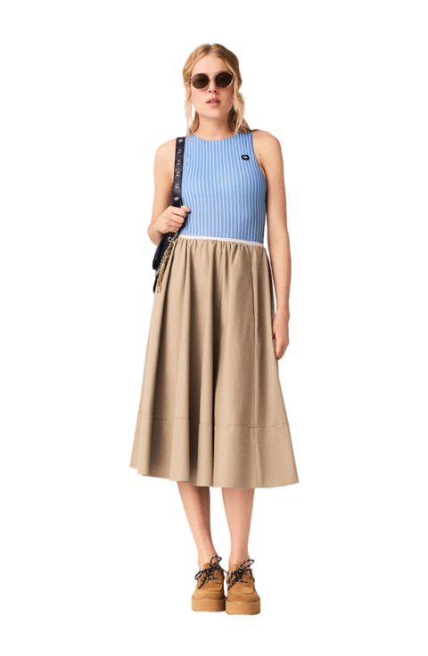 Mid-length cotton skirt