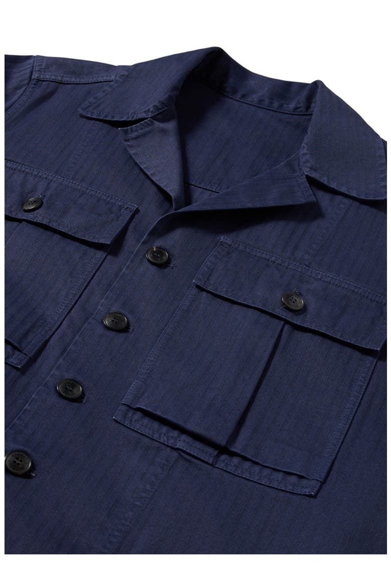 Solomon Herringbone Cotton Overshirt, Alternate, color, Indigo Rinse