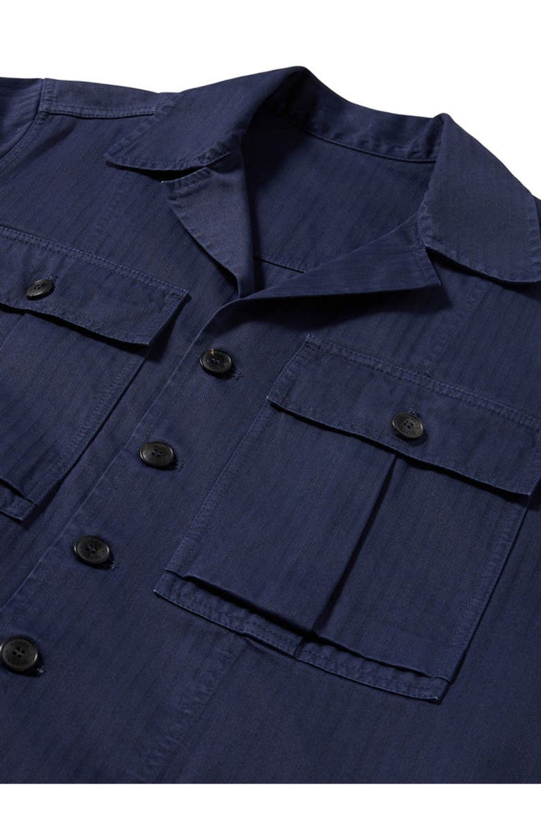 Fortela Solomon Herringbone Cotton Overshirt, Alternate, color, Indigo Rinse